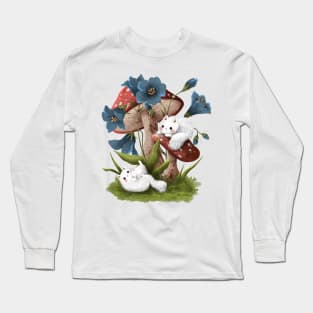 Cats, mushrooms and flowers Long Sleeve T-Shirt